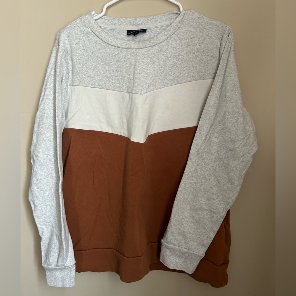 Gray and Brown Colorblock Nursing Sweatshirt